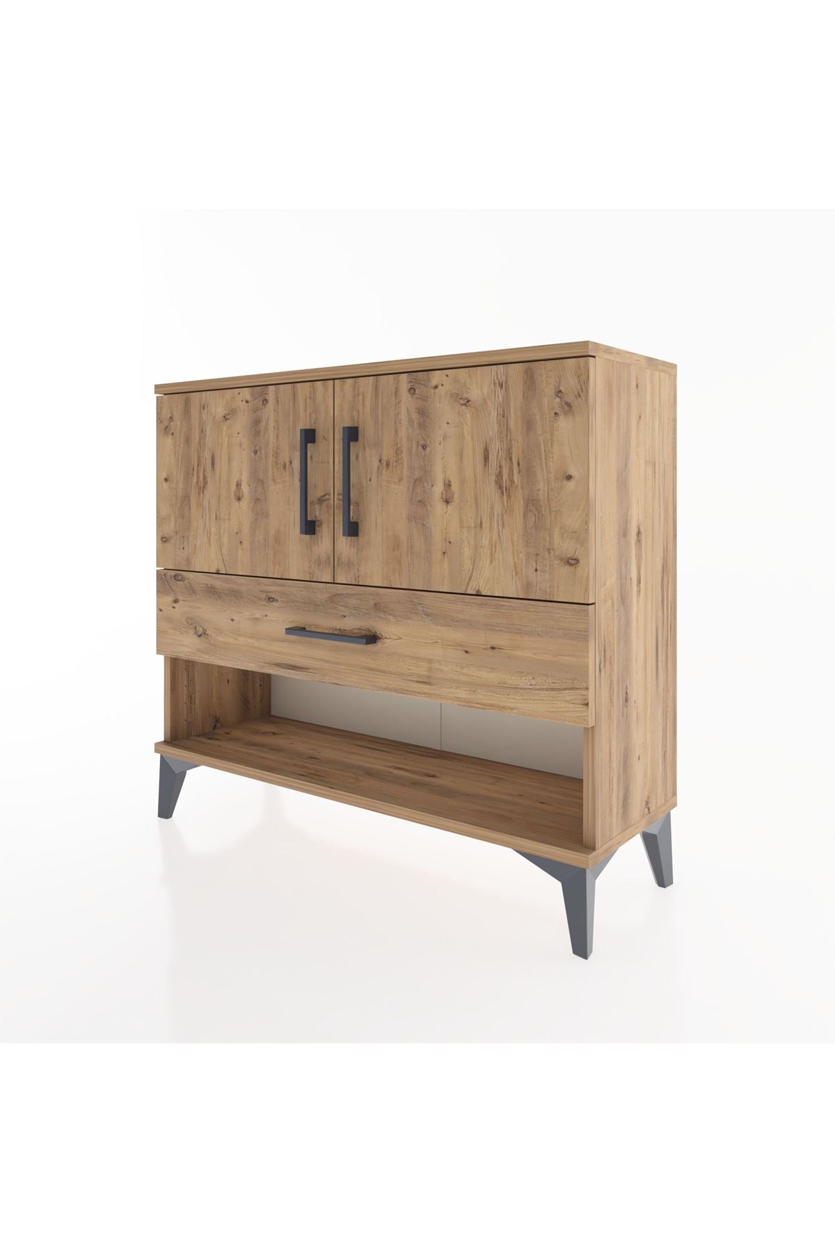 Arges Şifonyer 2 Raflı Tek Çekmeceli 2 Kapaklı 88x30x80 Çam-Çam