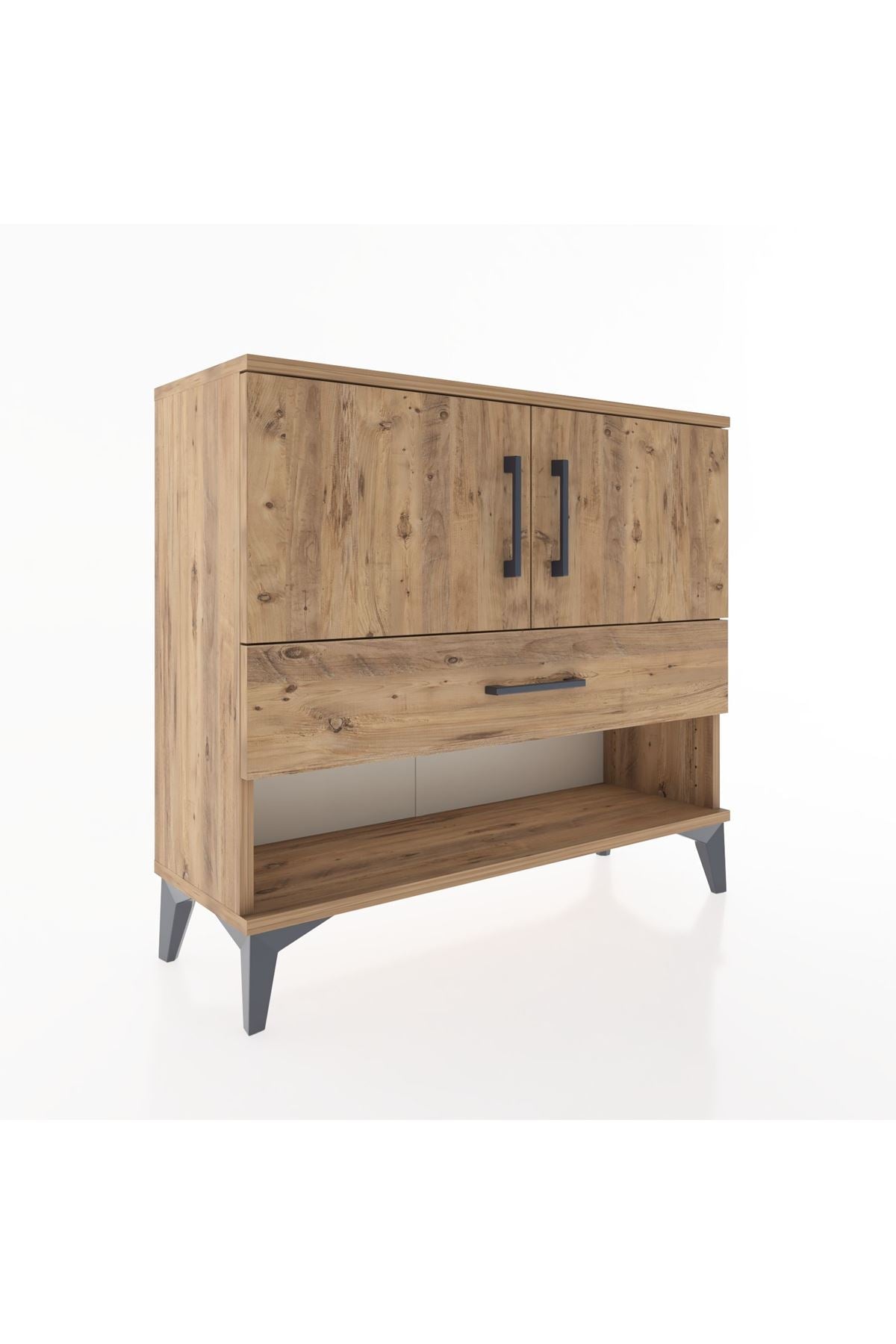 Arges Şifonyer 2 Raflı Tek Çekmeceli 2 Kapaklı 88x30x80 Çam-Çam