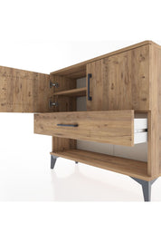 Arges Şifonyer 2 Raflı Tek Çekmeceli 2 Kapaklı 88x30x80 Çam-Çam