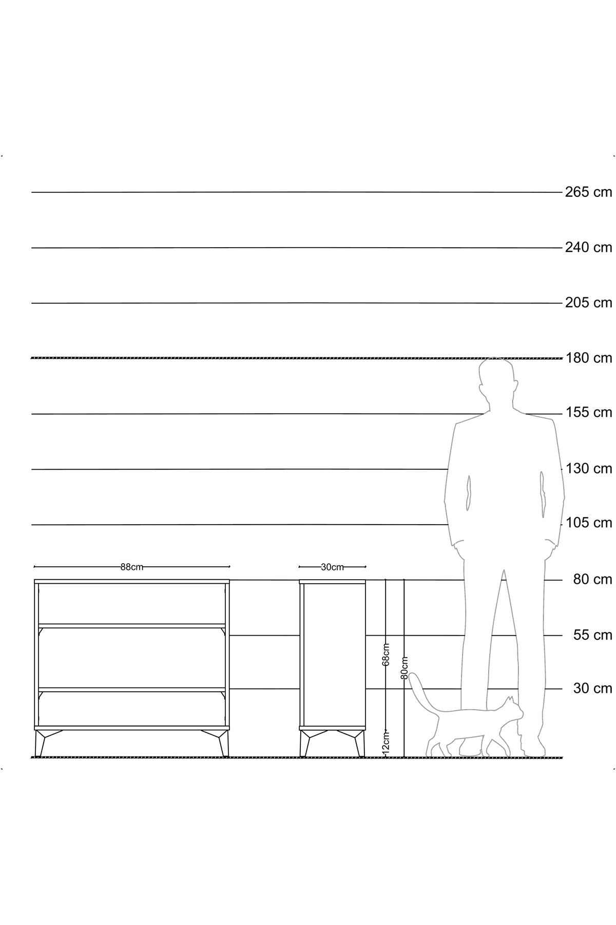 Arges Şifonyer 2 Raflı 88x30x80 Aytaşı-Çam