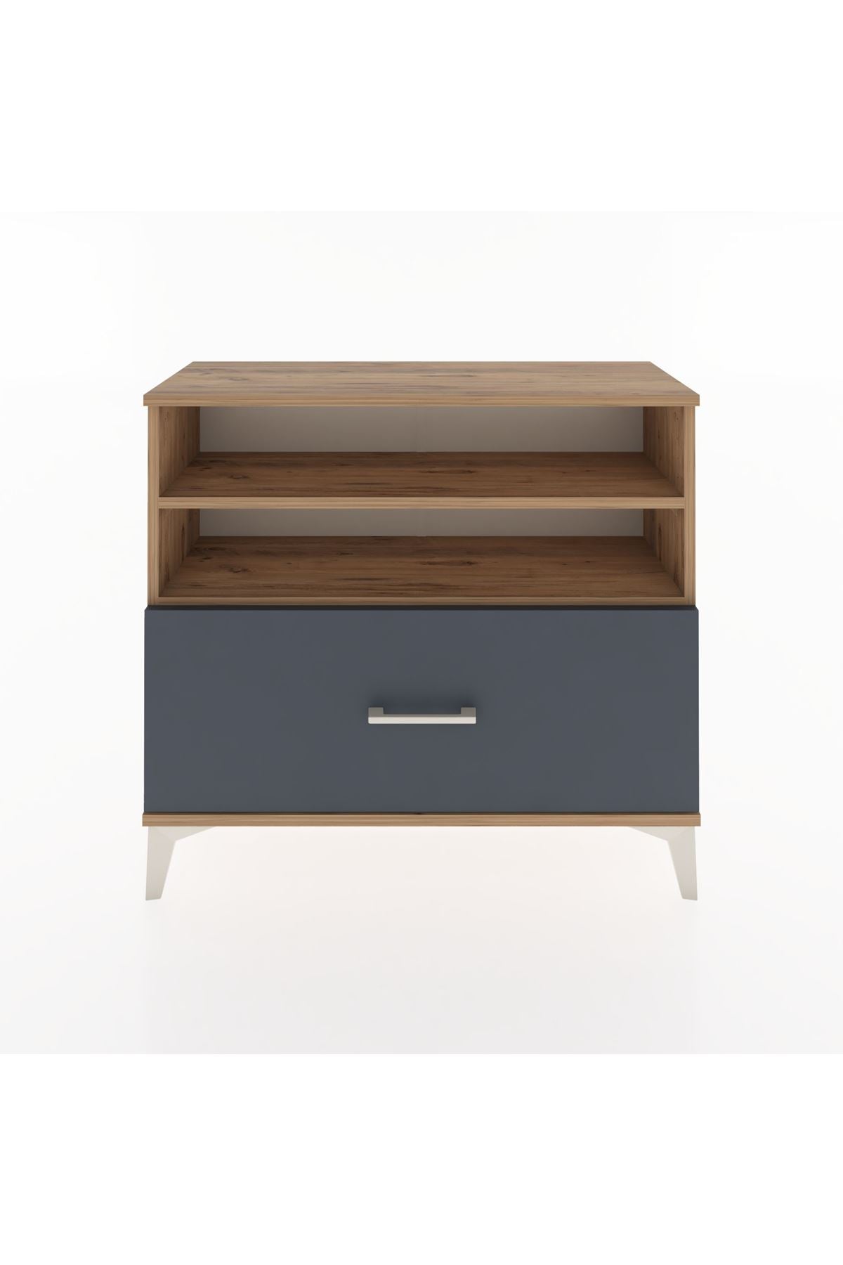 Arges Şifonyer 2 Raflı Tek Çekmeceli 88x30x80 Çam-Antrasit