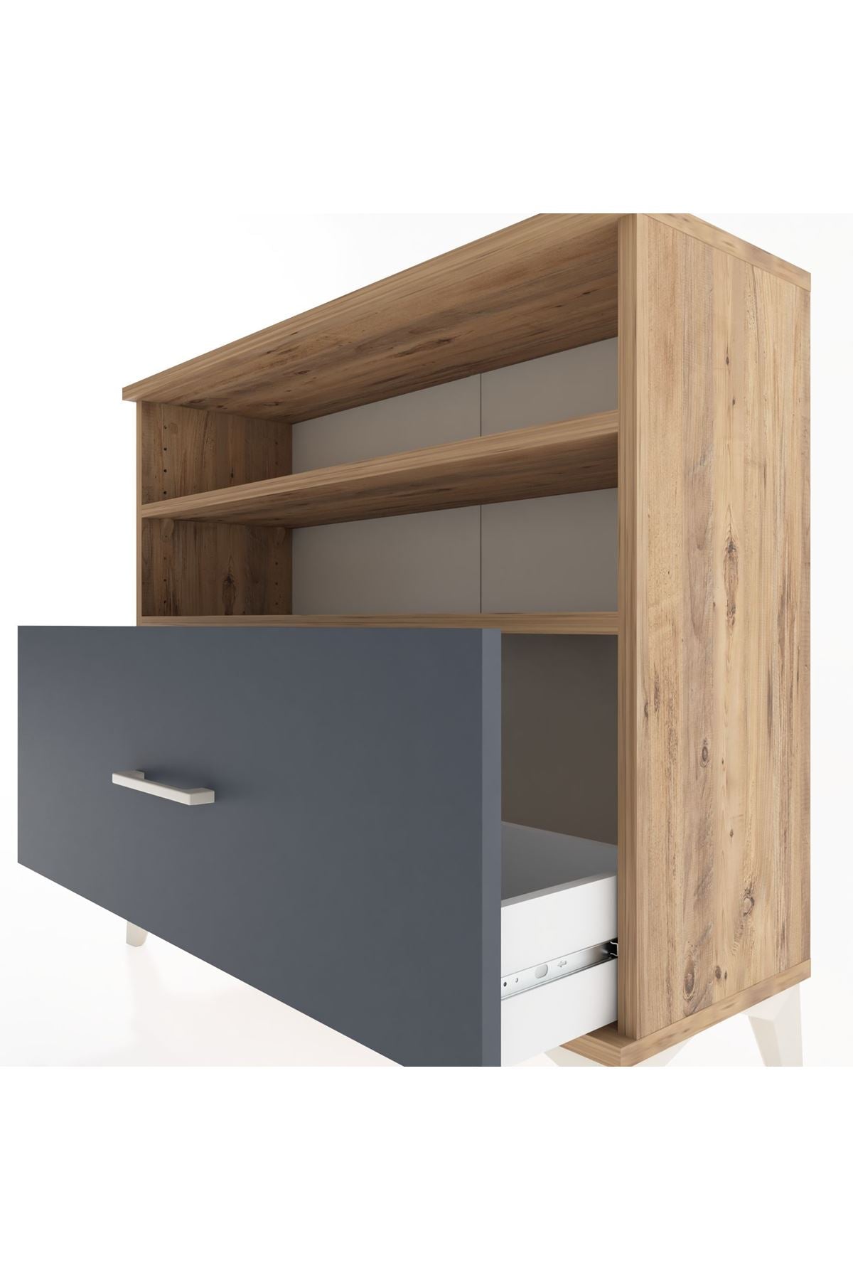 Arges Şifonyer 2 Raflı Tek Çekmeceli 88x30x80 Çam-Antrasit