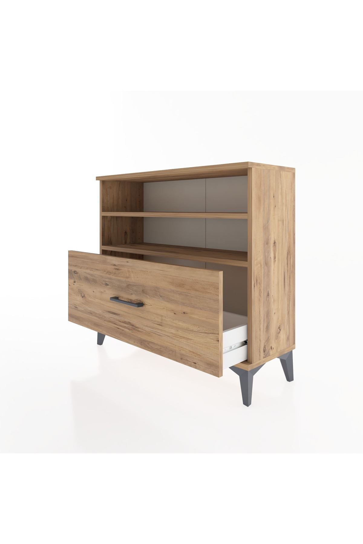 Arges Şifonyer 2 Raflı Tek Çekmeceli 88x30x80 Çam-Çam