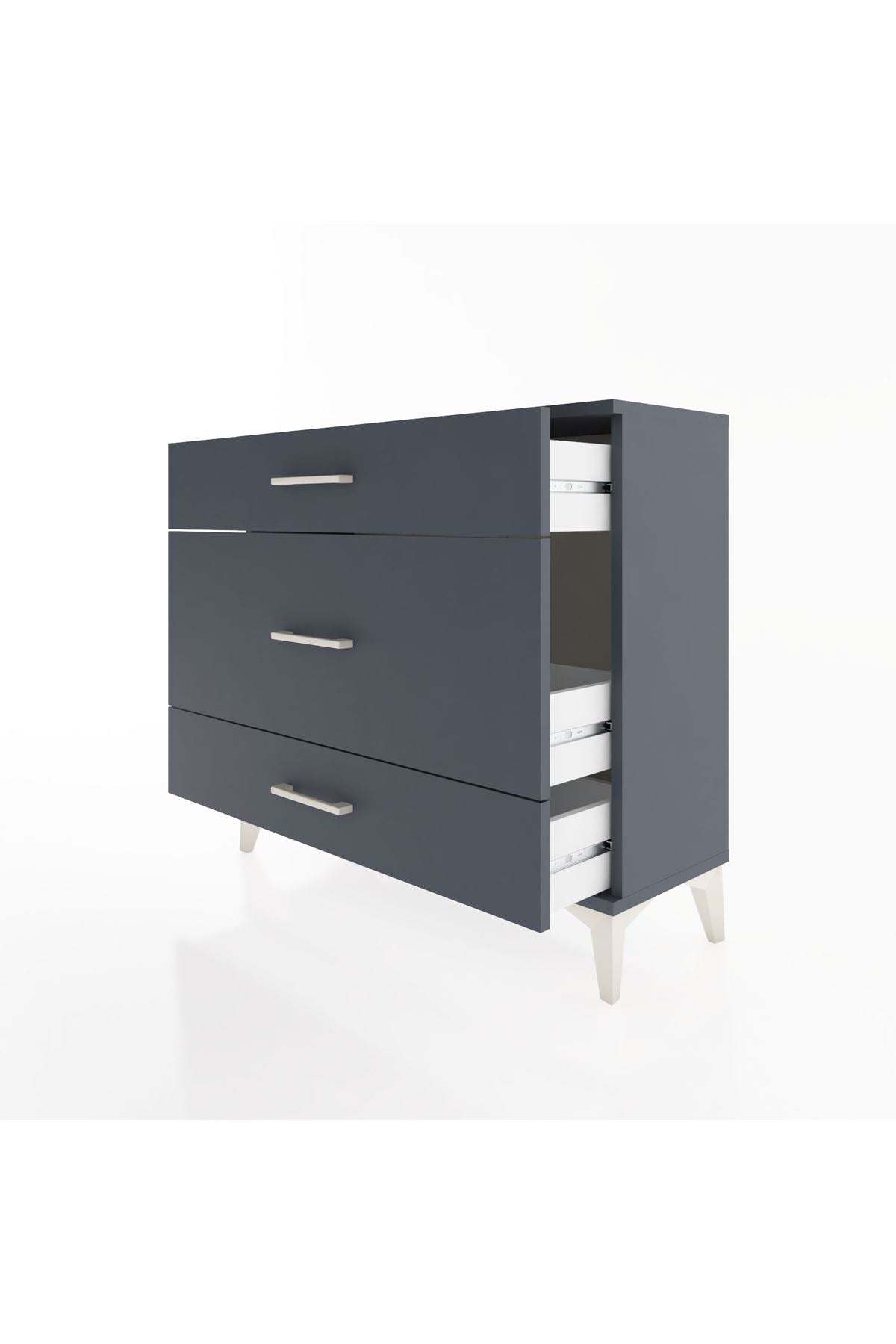 Arges Şifonyer 3 Çekmeceli 88x30x80 Antrasit-Antrasit