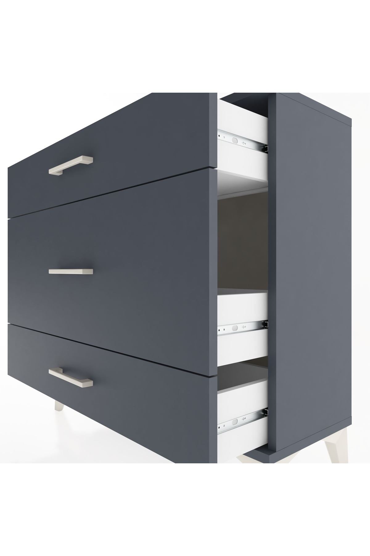 Arges Şifonyer 3 Çekmeceli 88x30x80 Antrasit-Antrasit