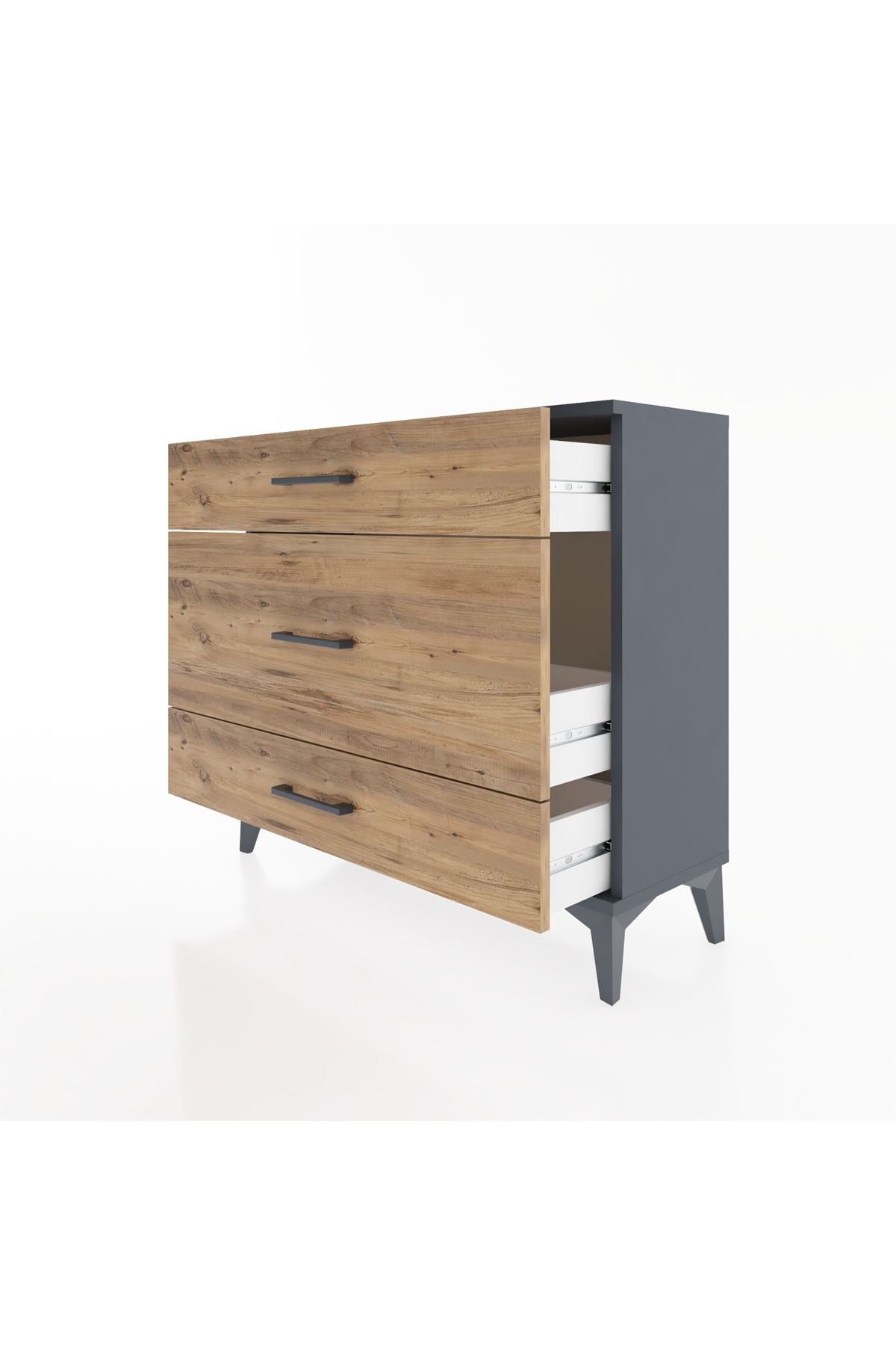 Arges Şifonyer 3 Çekmeceli 88x30x80 Antrasit-Çam