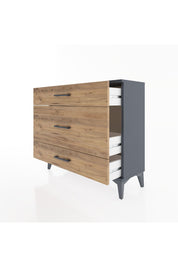 Arges Şifonyer 3 Çekmeceli 88x30x80 Antrasit-Çam