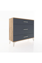 Arges Şifonyer 3 Çekmeceli 88x30x80 Çam-Antrasit