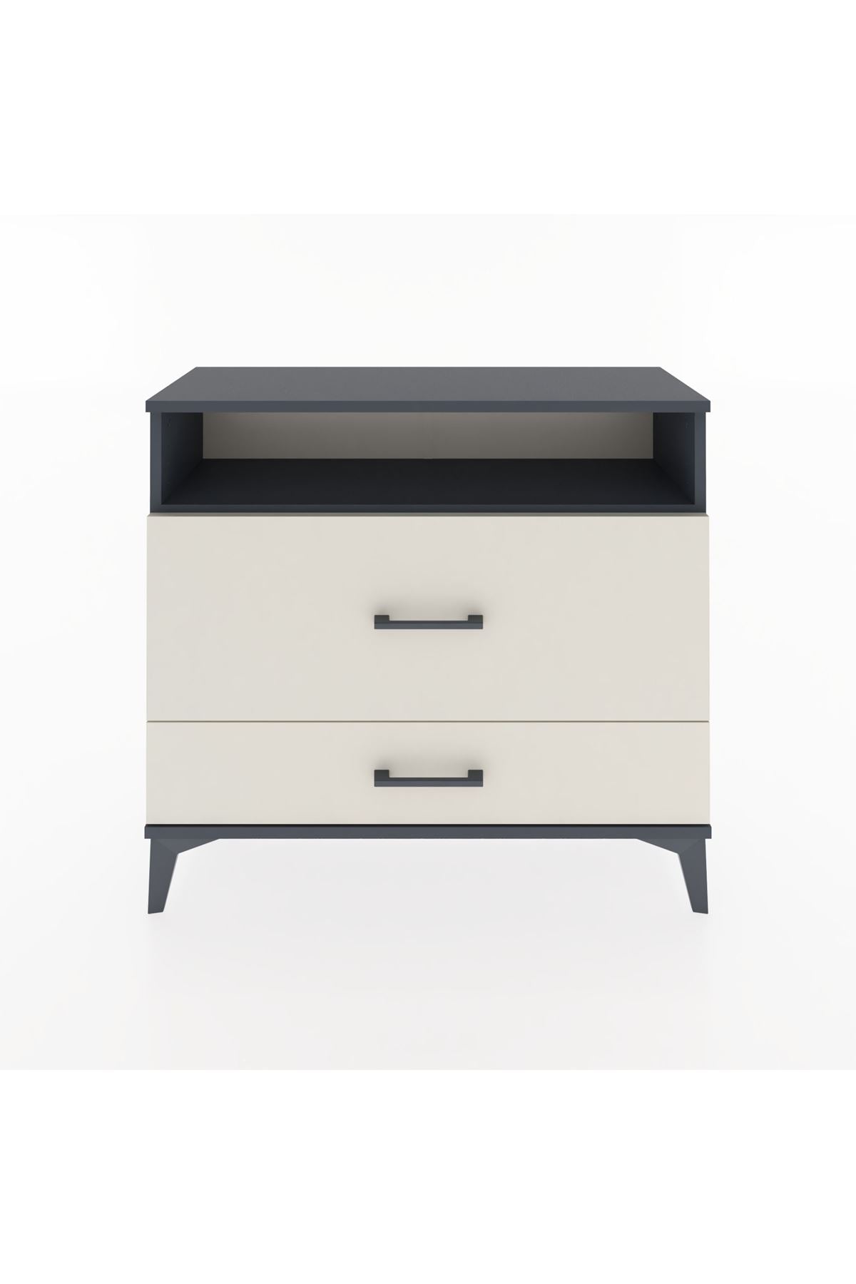 Arges Şifonyer Tek Raflı 2 Çekmeceli 88x30x80 Antrasit-Aytaşı