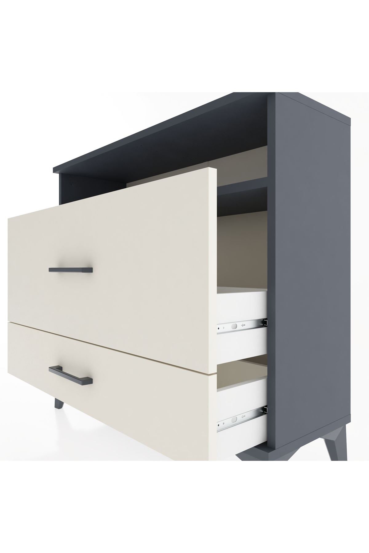 Arges Şifonyer Tek Raflı 2 Çekmeceli 88x30x80 Antrasit-Aytaşı