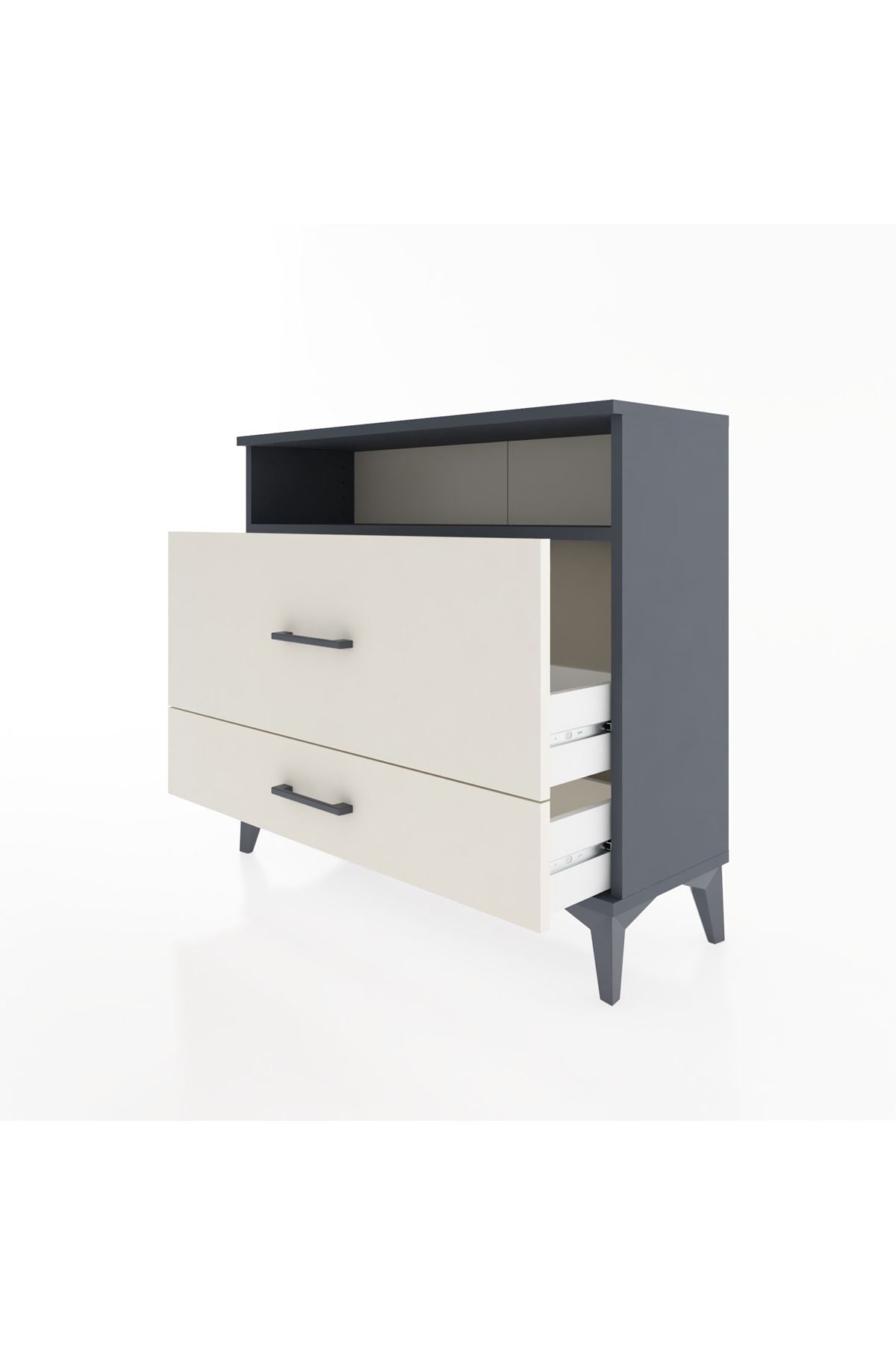 Arges Şifonyer Tek Raflı 2 Çekmeceli 88x30x80 Antrasit-Aytaşı