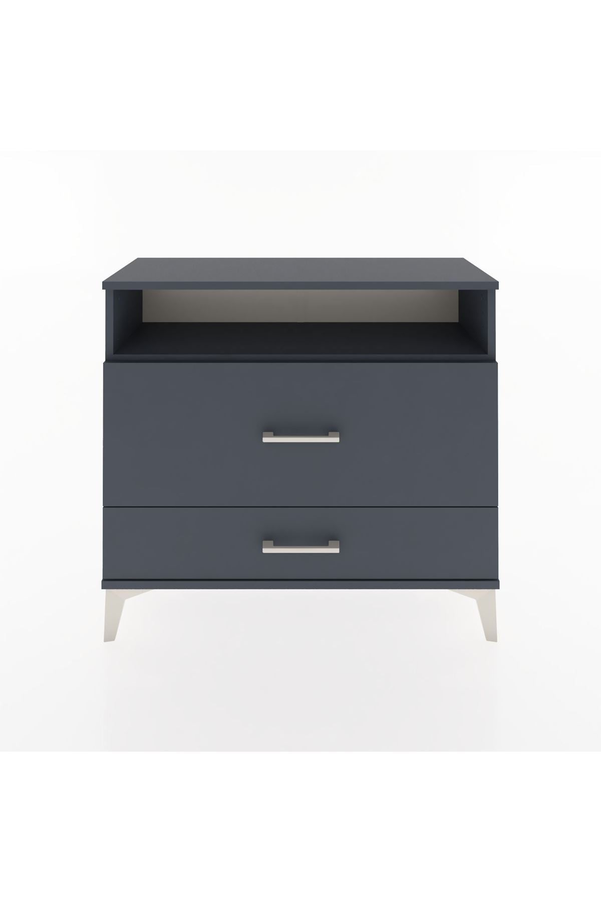 Arges Şifonyer Tek Raflı 2 Çekmeceli 88x30x80 Antrasit-Antrasit