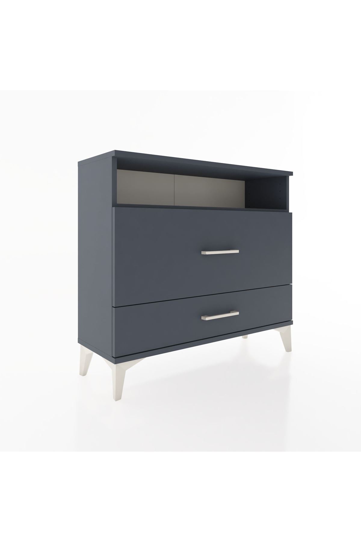 Arges Şifonyer Tek Raflı 2 Çekmeceli 88x30x80 Antrasit-Antrasit