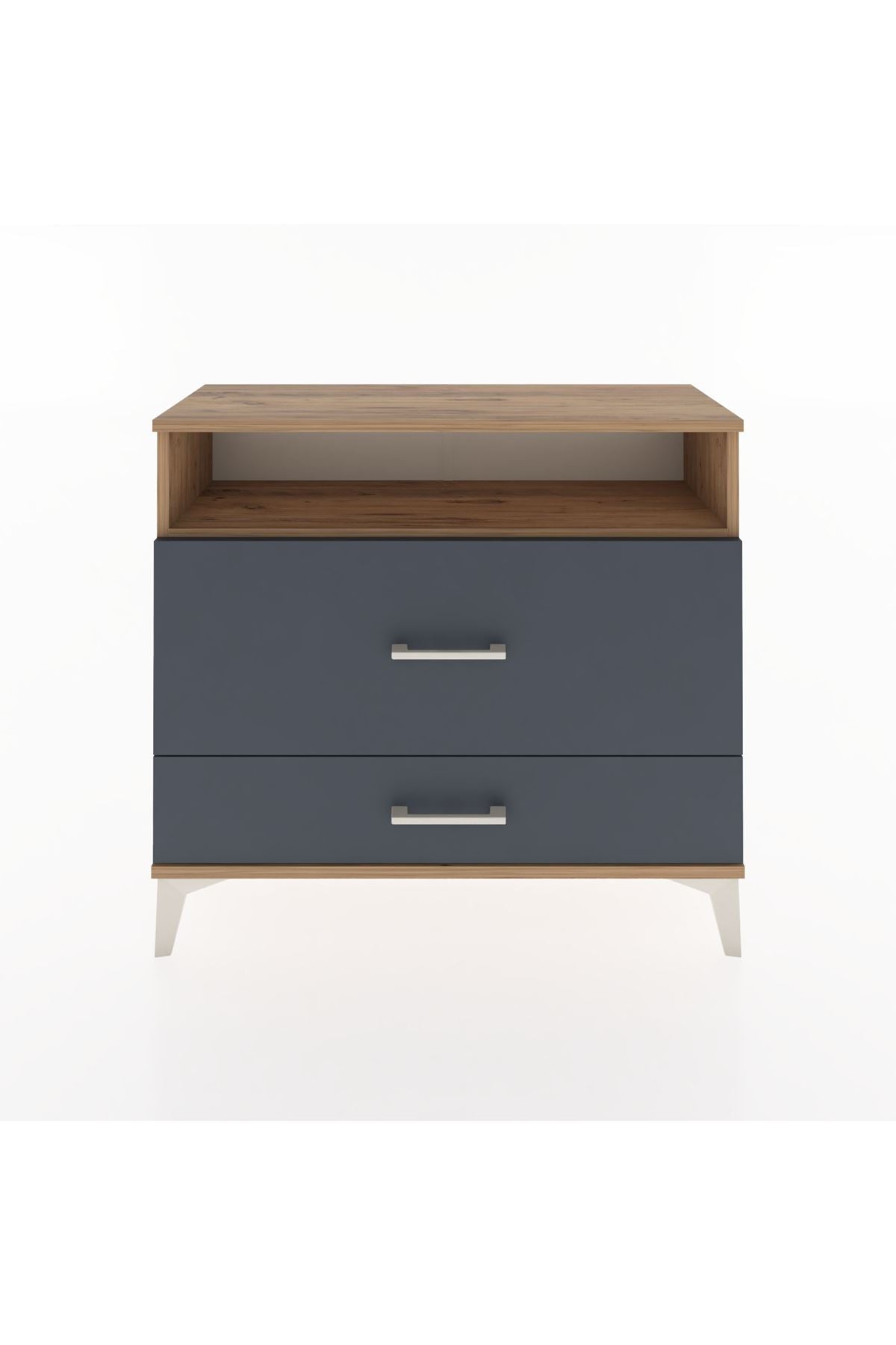 Arges Şifonyer Tek Raflı 2 Çekmeceli 88x30x80 Çam-Antrasit