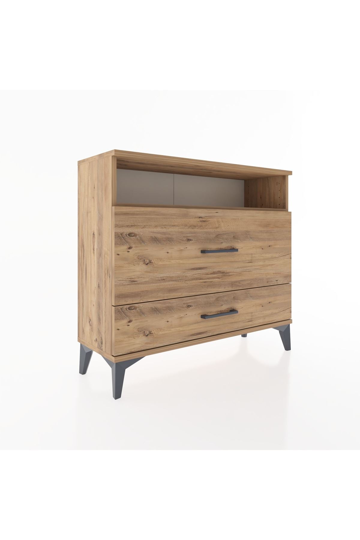 Arges Şifonyer Tek Raflı 2 Çekmeceli 88x30x80 Çam-Çam