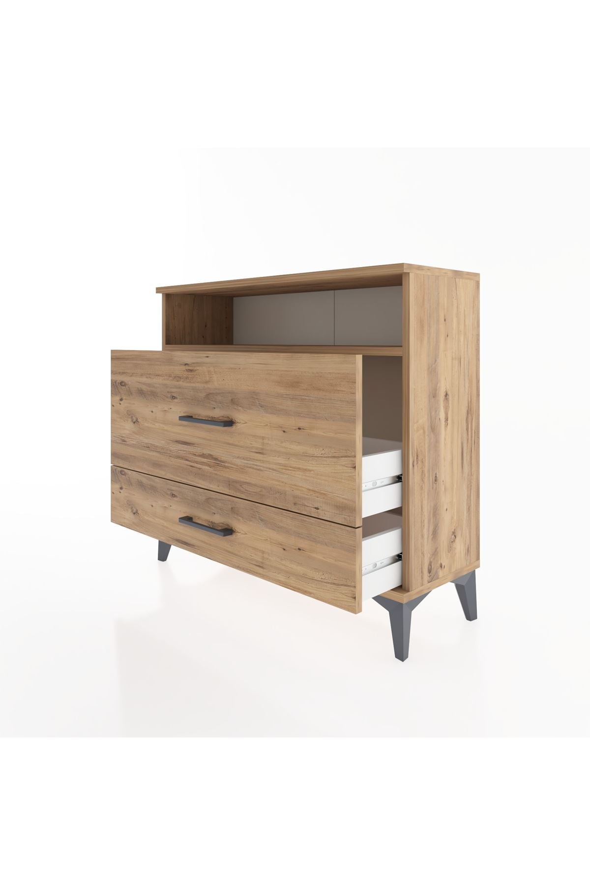 Arges Şifonyer Tek Raflı 2 Çekmeceli 88x30x80 Çam-Çam