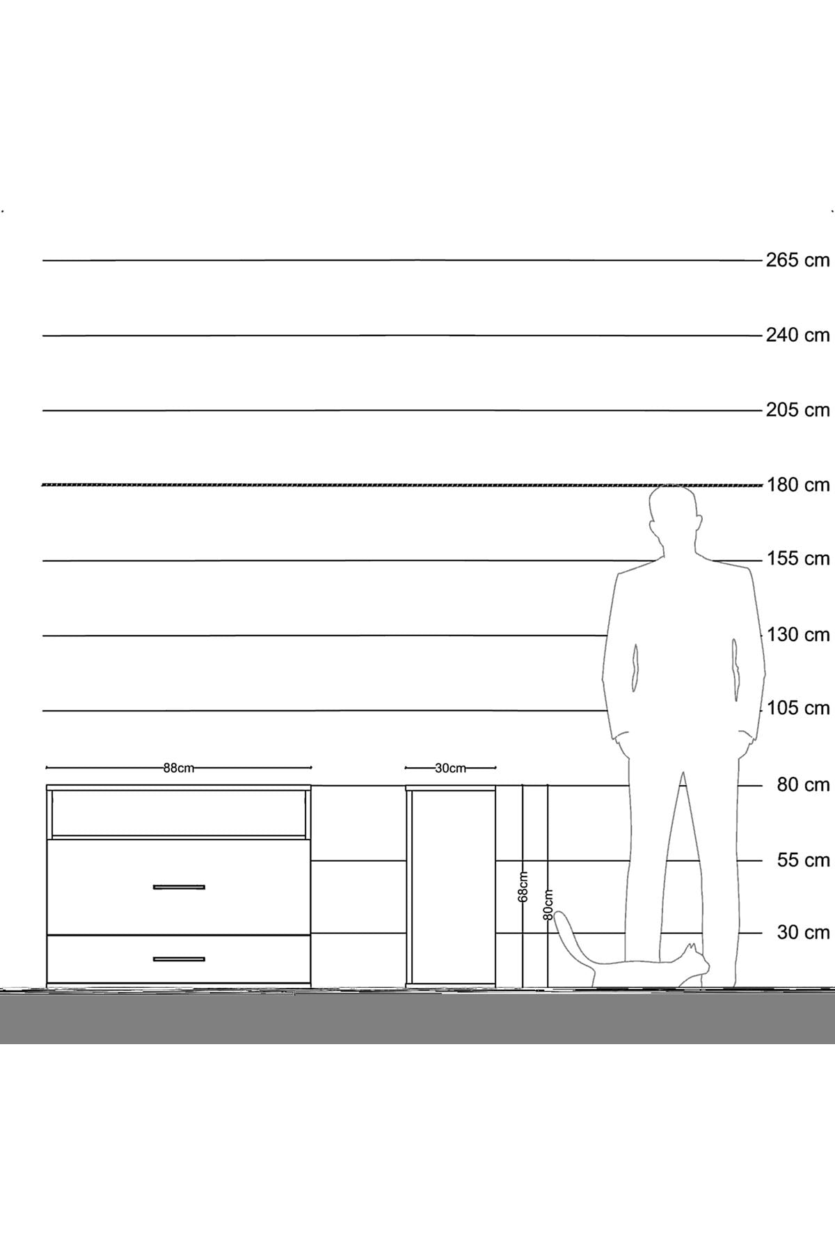 Arges Şifonyer Tek Raflı 2 Çekmeceli 88x30x80 Çam-Çam