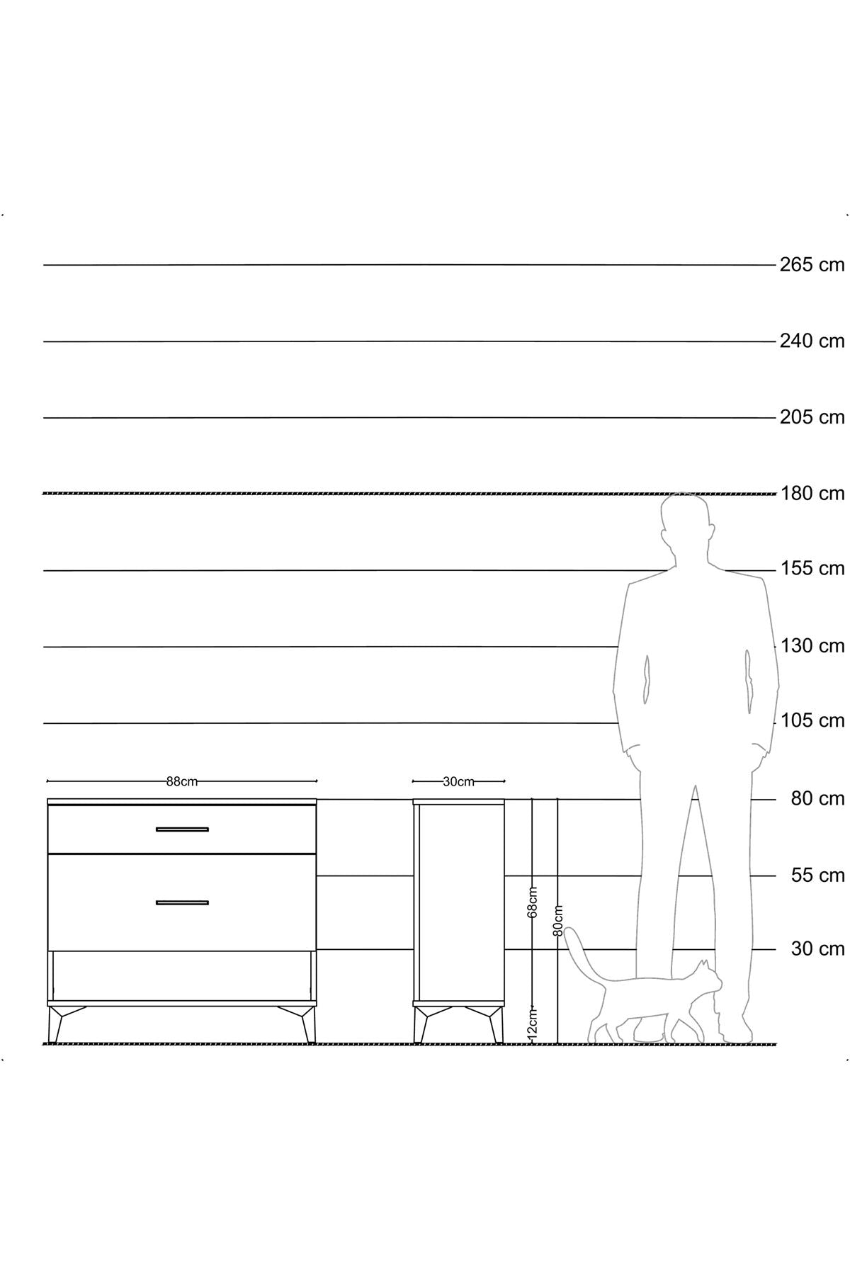 Arges Şifonyer 2 Çekmeceli 88x30x80 Antrasit-Antrasit