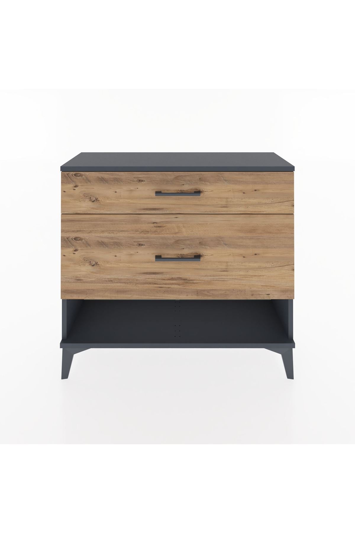 Arges Şifonyer 2 Çekmeceli 88x30x80 Antrasit-Çam