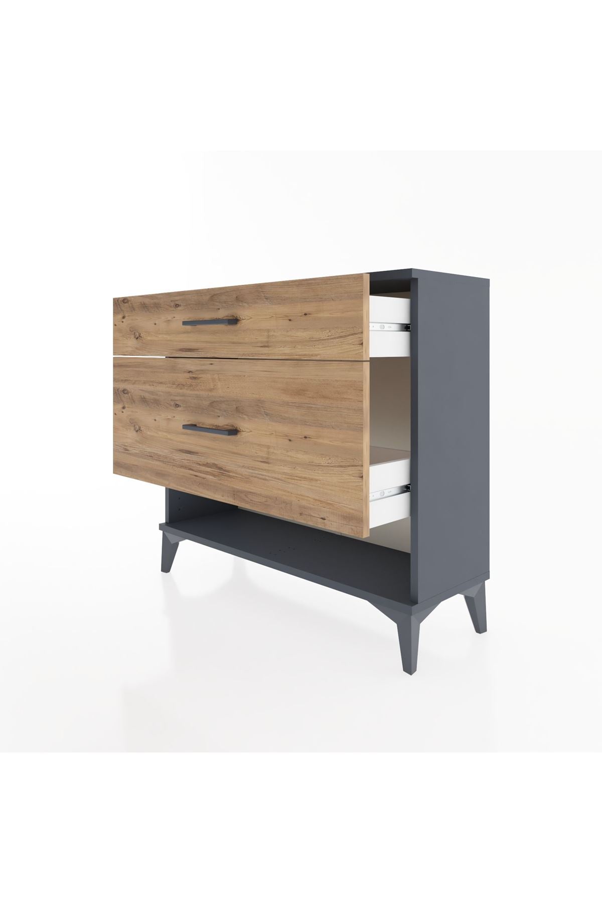 Arges Şifonyer 2 Çekmeceli 88x30x80 Antrasit-Çam