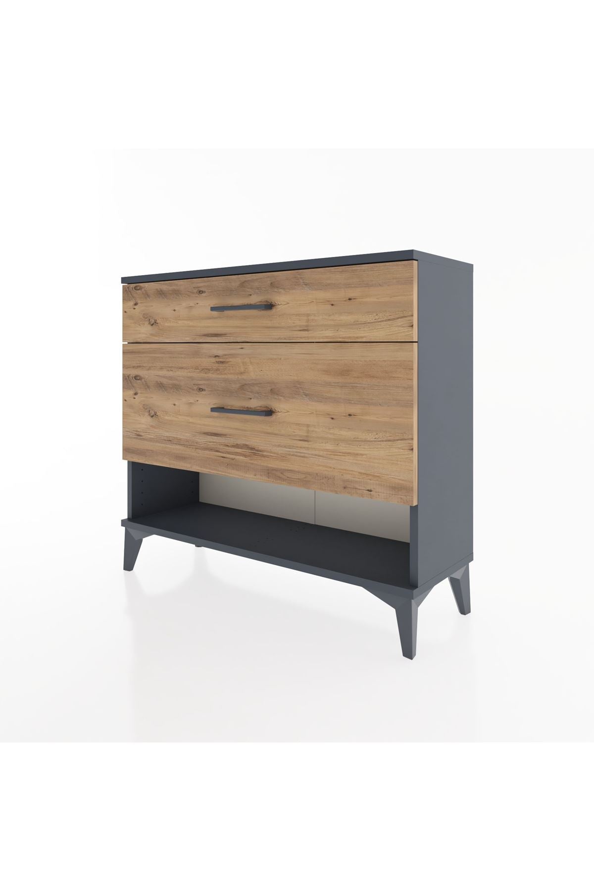 Arges Şifonyer 2 Çekmeceli 88x30x80 Antrasit-Çam