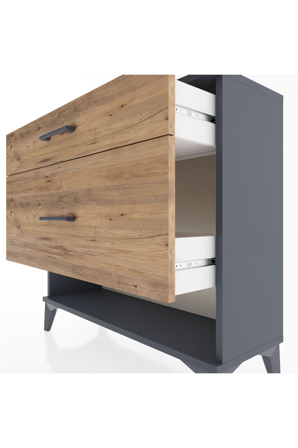 Arges Şifonyer 2 Çekmeceli 88x30x80 Antrasit-Çam