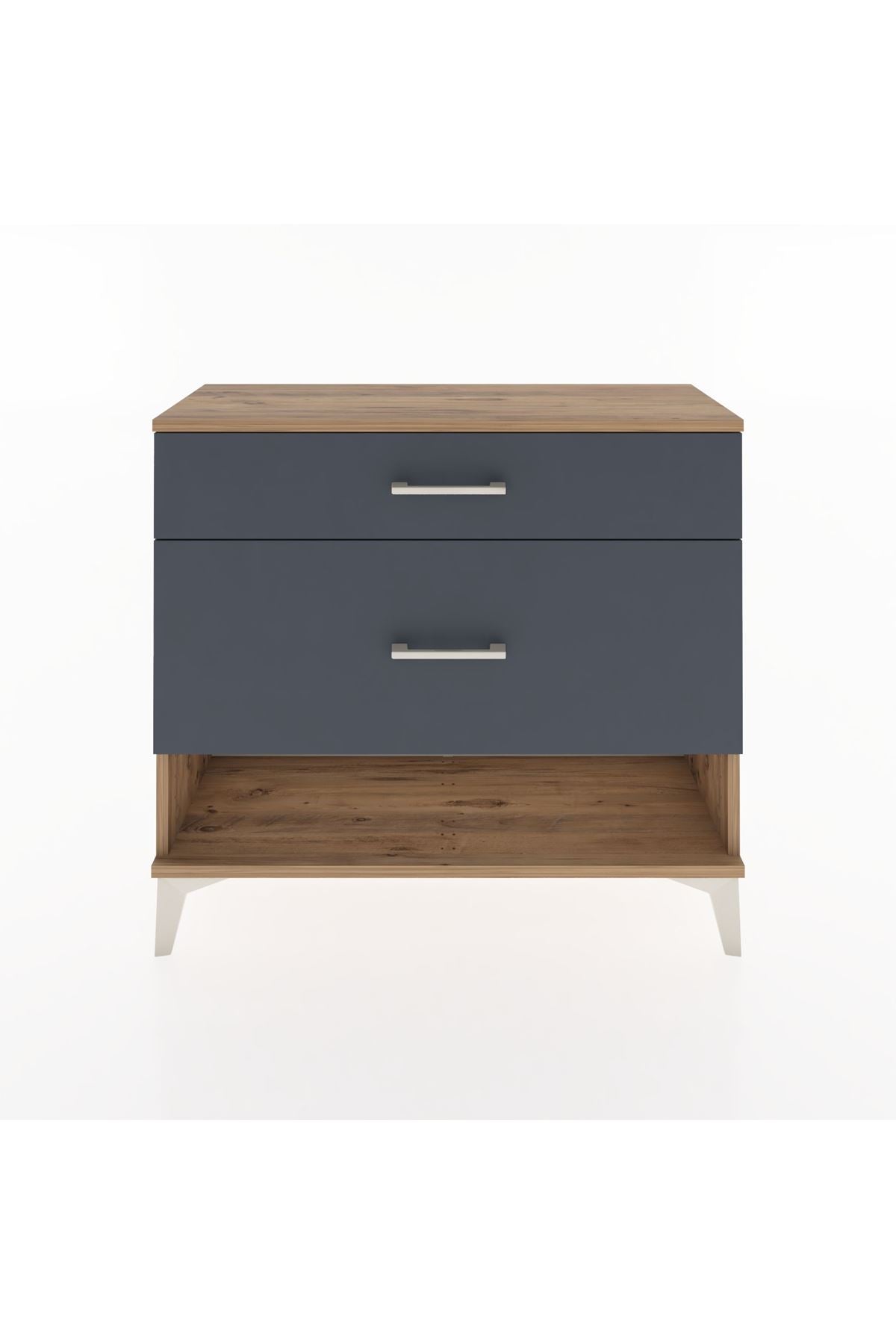 Arges Şifonyer 2 Çekmeceli 88x30x80 Çam-Antrasit