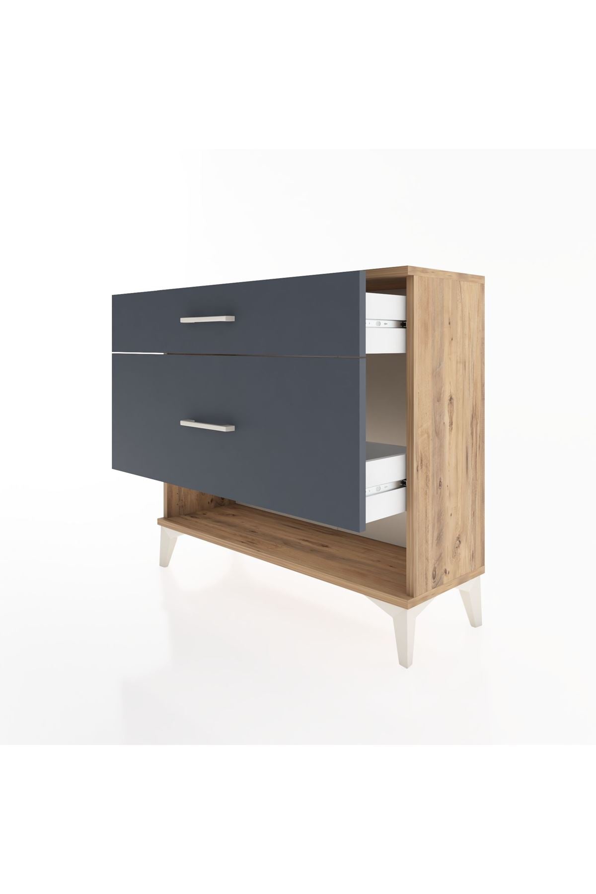 Arges Şifonyer 2 Çekmeceli 88x30x80 Çam-Antrasit