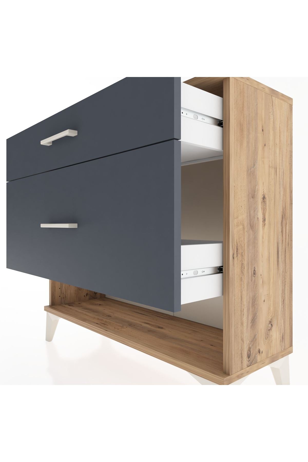 Arges Şifonyer 2 Çekmeceli 88x30x80 Çam-Antrasit