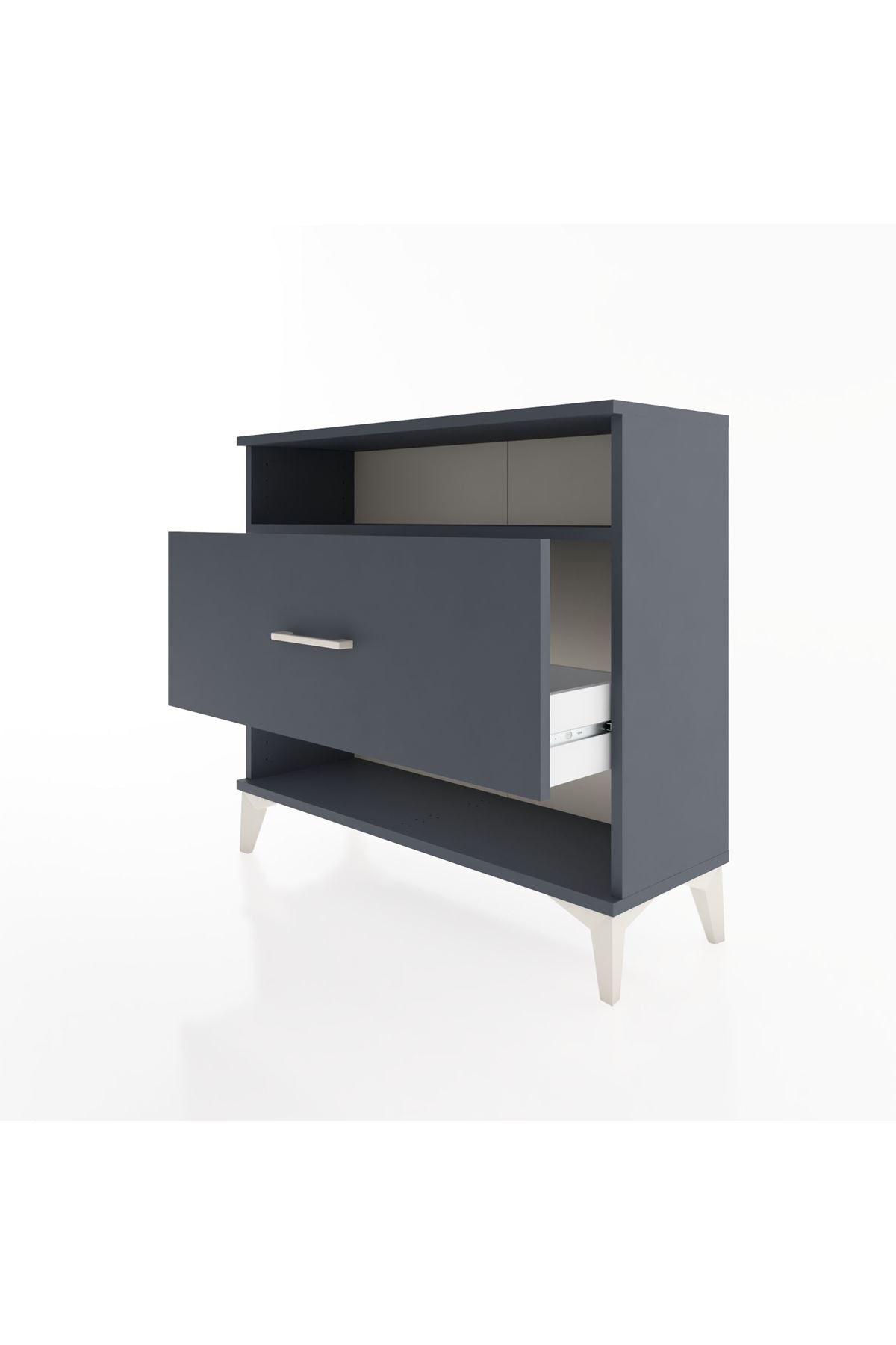 Arges Şifonyer Tek Raflı Tek Çekmeceli 88x30x80 Antrasit-Antrasit