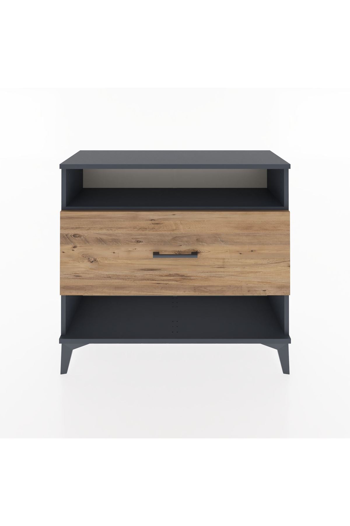 Arges Şifonyer Tek Raflı Tek Çekmeceli 88x30x80 Antrasit-Çam