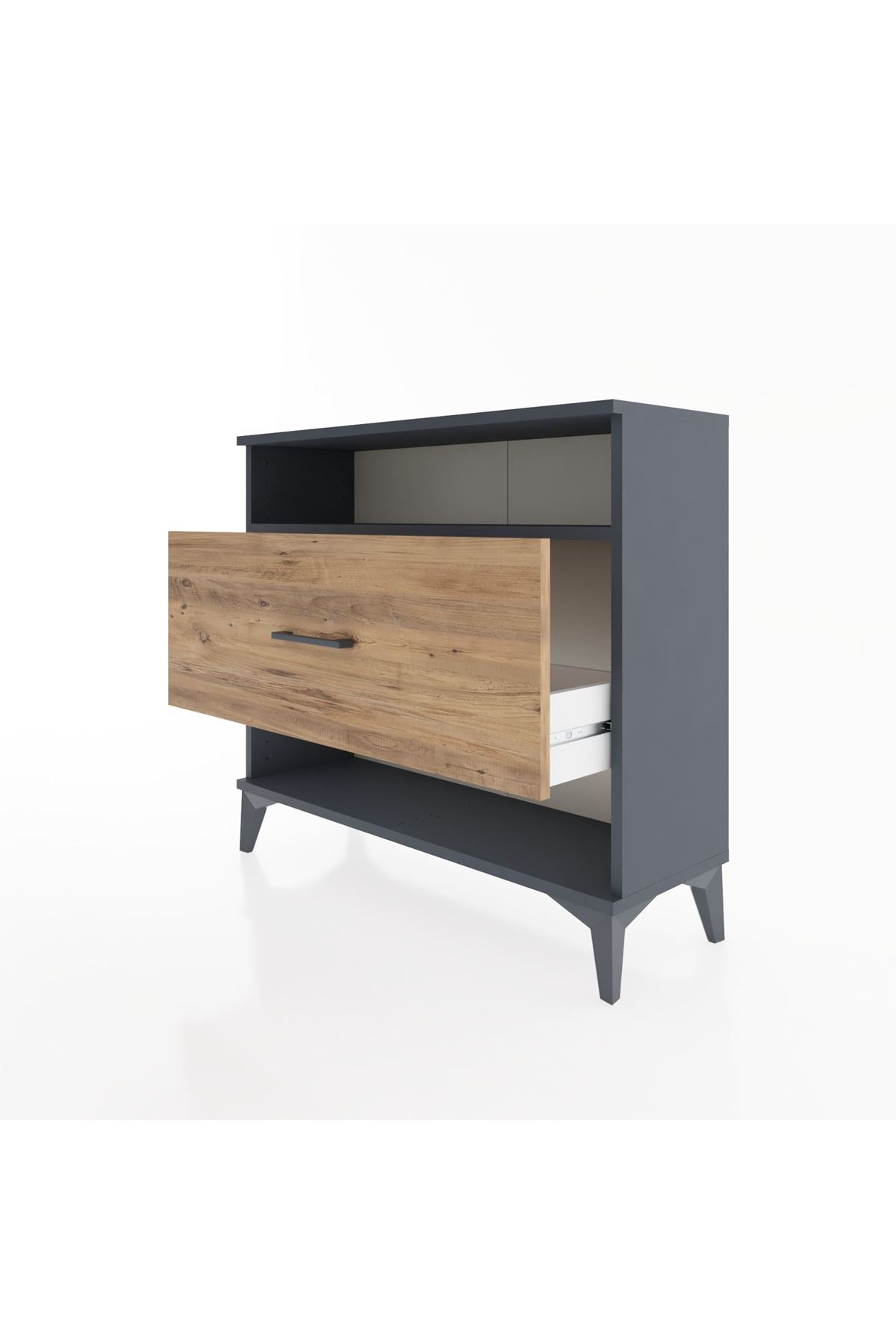 Arges Şifonyer Tek Raflı Tek Çekmeceli 88x30x80 Antrasit-Çam