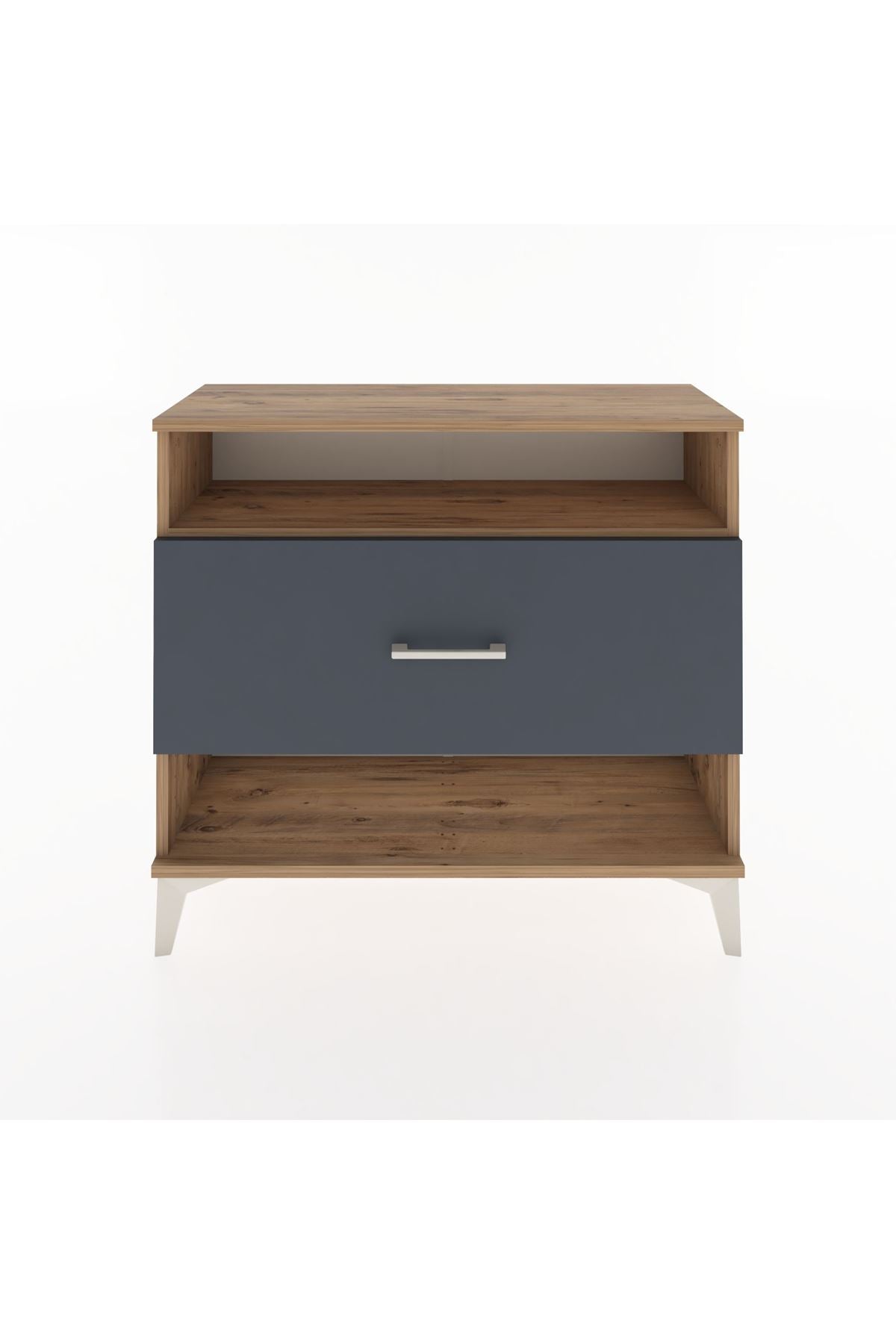 Arges Şifonyer Tek Raflı Tek Çekmeceli 88x30x80 Çam-Antrasit