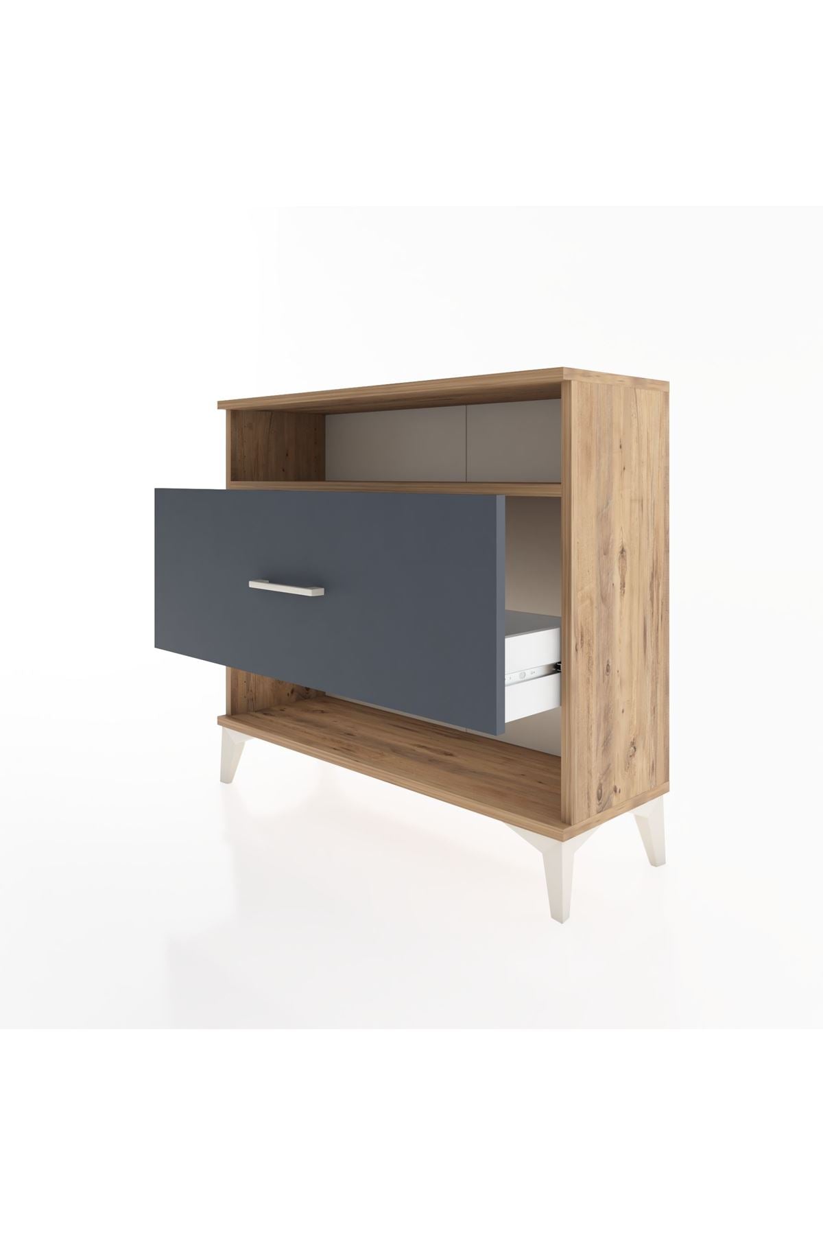 Arges Şifonyer Tek Raflı Tek Çekmeceli 88x30x80 Çam-Antrasit