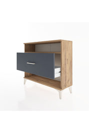 Arges Şifonyer Tek Raflı Tek Çekmeceli 88x30x80 Çam-Antrasit