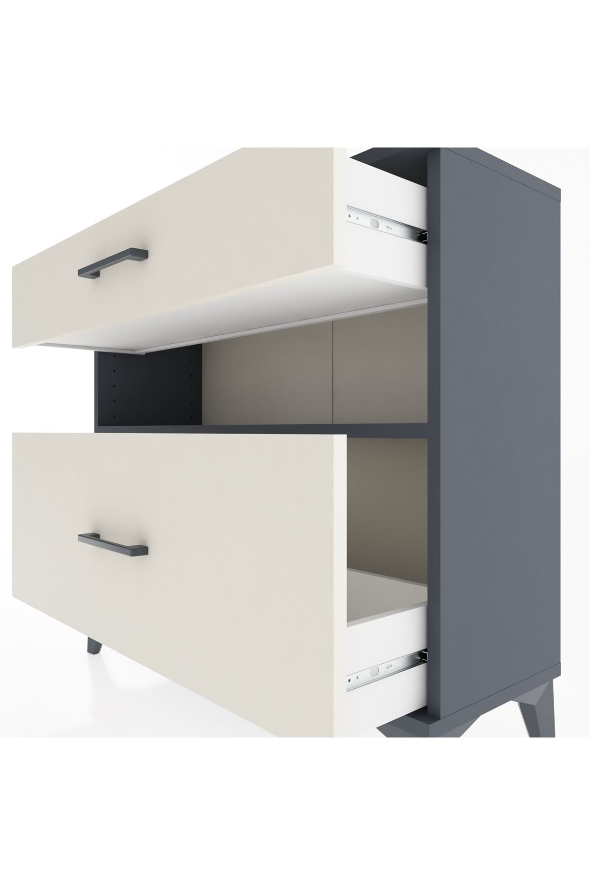 Arges Şifonyer Tek Raflı 2 Çekmeceli 88x30x80 Antrasit-Aytaşı