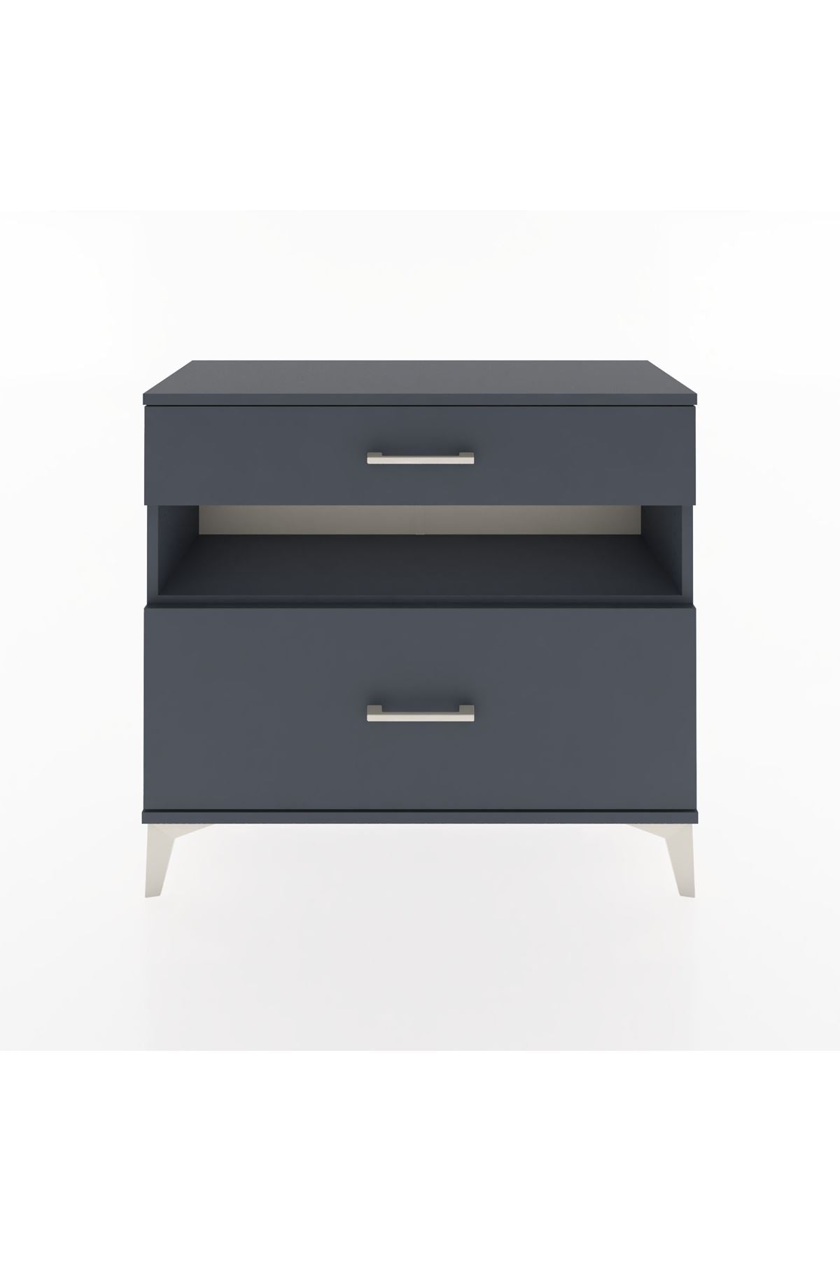 Arges Şifonyer Tek Raflı 2 Çekmeceli 88x30x80 Antrasit-Antrasit