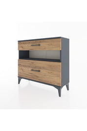 Arges Şifonyer Tek Raflı 2 Çekmeceli 88x30x80 Antrasit-Çam