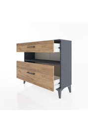 Arges Şifonyer Tek Raflı 2 Çekmeceli 88x30x80 Antrasit-Çam