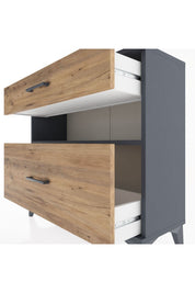 Arges Şifonyer Tek Raflı 2 Çekmeceli 88x30x80 Antrasit-Çam