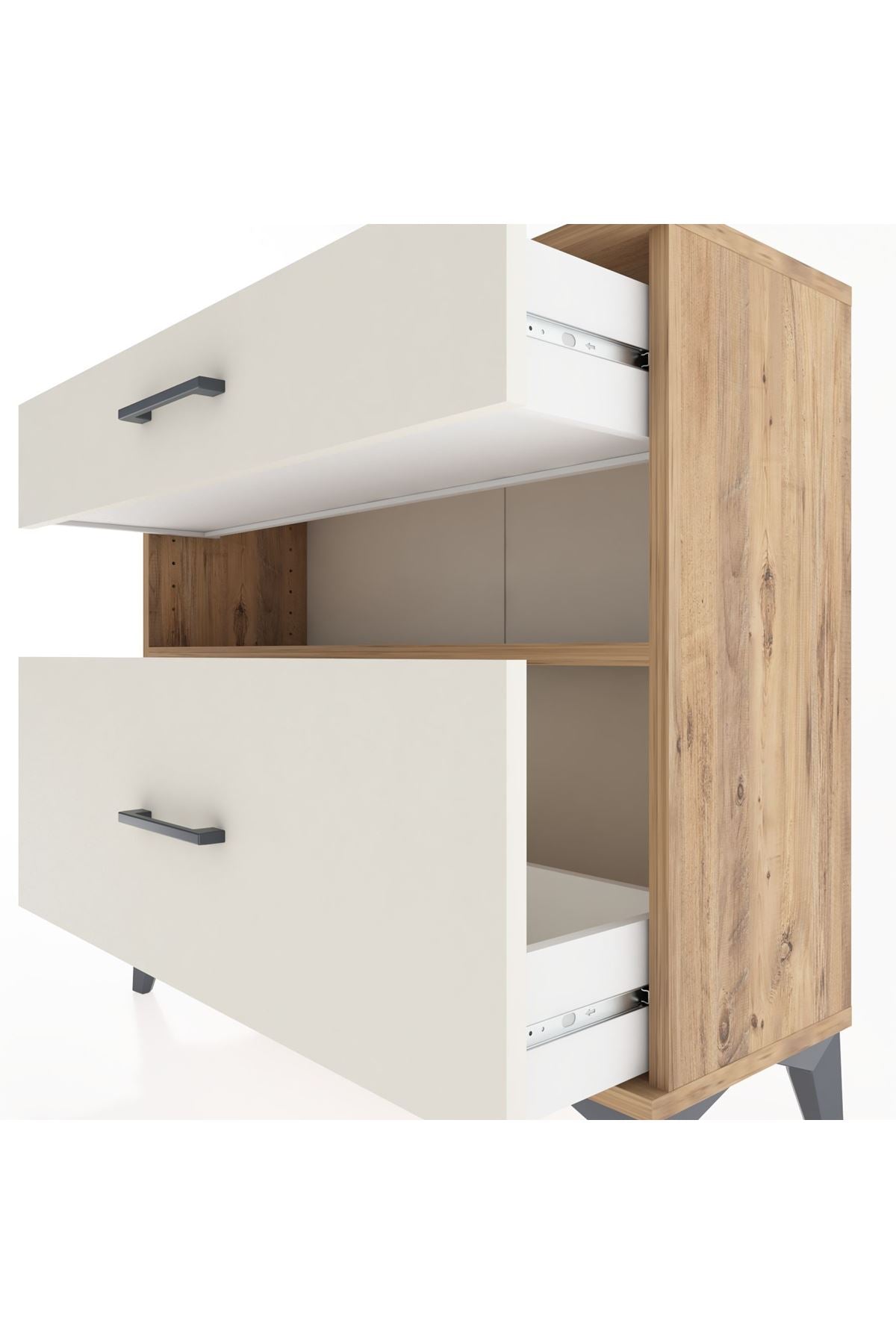 Arges Şifonyer Tek Raflı 2 Çekmeceli 88x30x80 Çam-Aytaşı