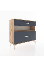 Arges Şifonyer Tek Raflı 2 Çekmeceli 88x30x80 Çam-Antrasit