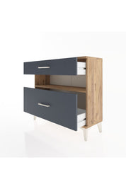 Arges Şifonyer Tek Raflı 2 Çekmeceli 88x30x80 Çam-Antrasit