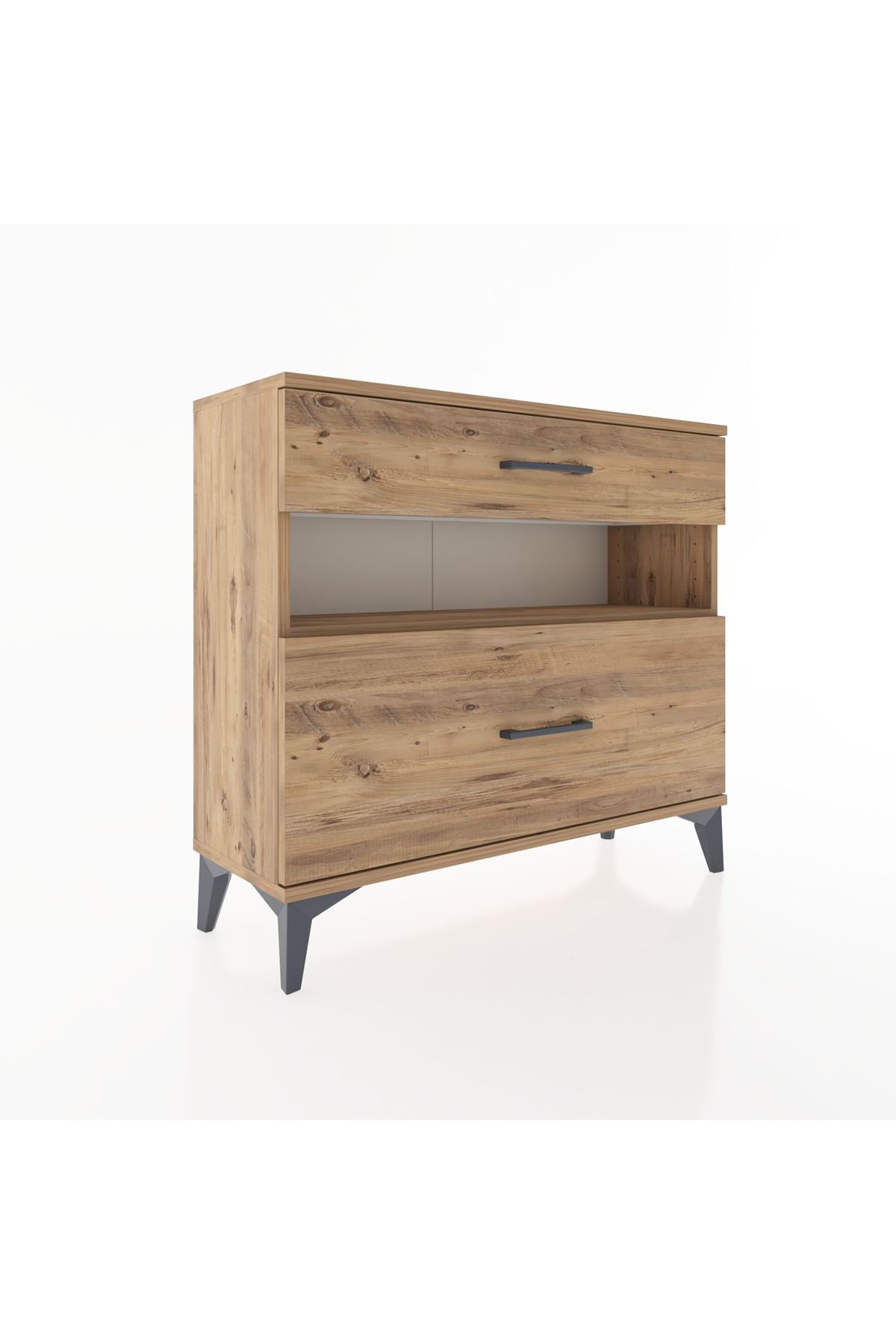 Arges Şifonyer Tek Raflı 2 Çekmeceli 88x30x80 Çam-Çam