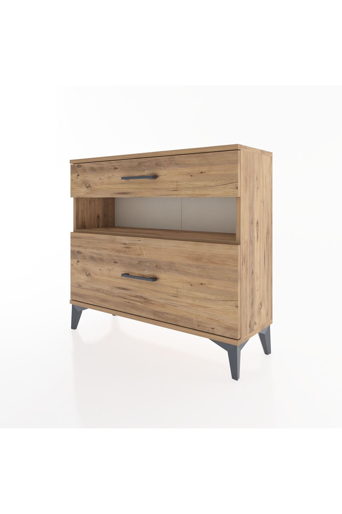 Arges Şifonyer Tek Raflı 2 Çekmeceli 88x30x80 Çam-Çam