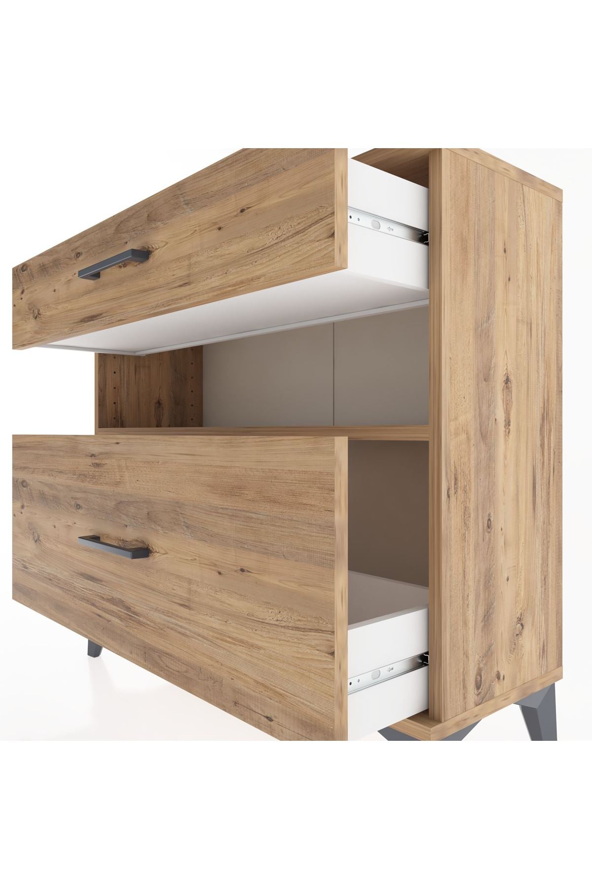 Arges Şifonyer Tek Raflı 2 Çekmeceli 88x30x80 Çam-Çam