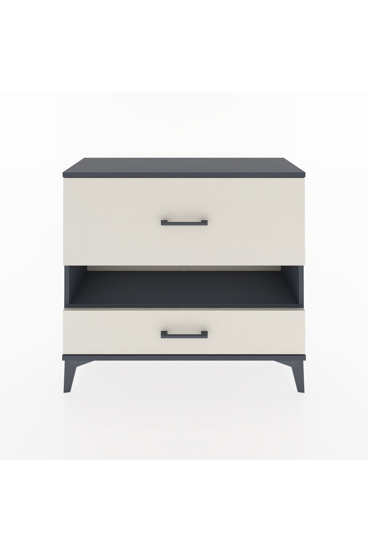 Arges Şifonyer Tek Raflı 2 Çekmeceli 88x30x80 Antrasit-Aytaşı