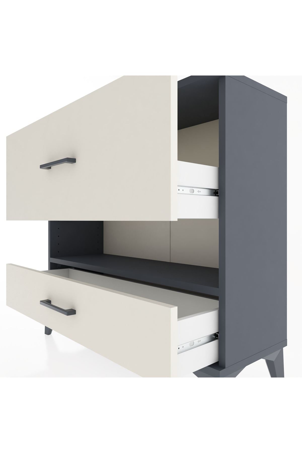 Arges Şifonyer Tek Raflı 2 Çekmeceli 88x30x80 Antrasit-Aytaşı