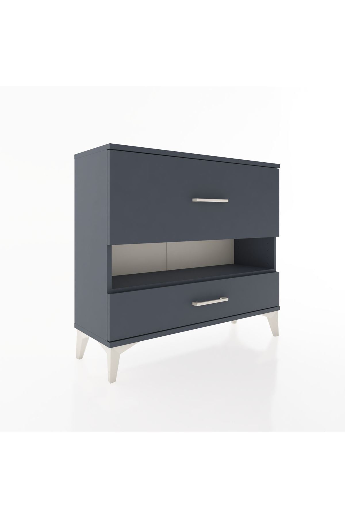 Arges Şifonyer Tek Raflı 2 Çekmeceli 88x30x80 Antrasit-Antrasit