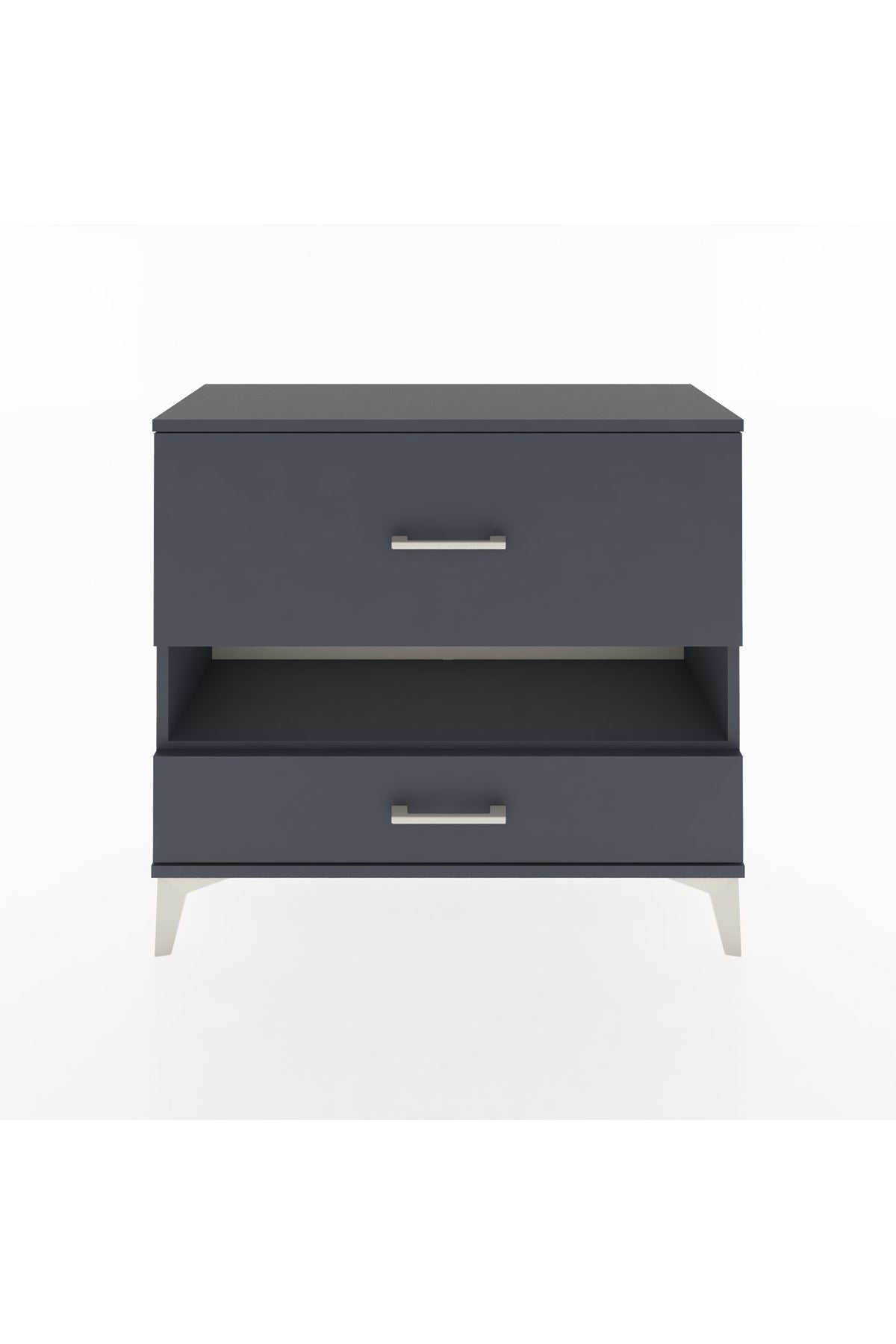 Arges Şifonyer Tek Raflı 2 Çekmeceli 88x30x80 Antrasit-Antrasit